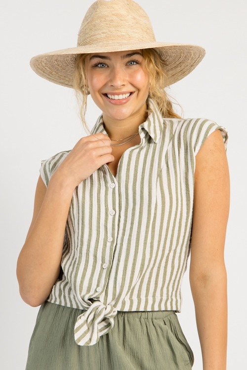 Tie Front Stripe Shirt, Chive - 0515-43.jpg