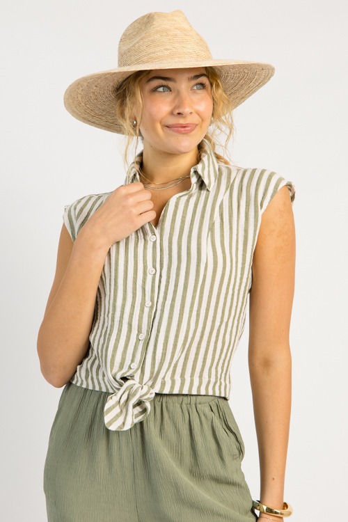 Tie Front Stripe Shirt, Chive - 0515-44.jpg