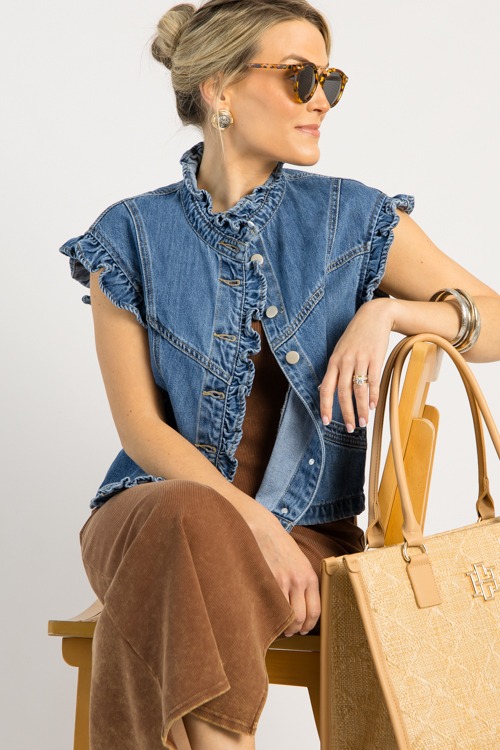 Ruffled Denim Vest