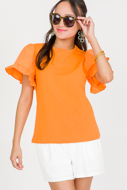 Poplin Sleeve Top, Orange