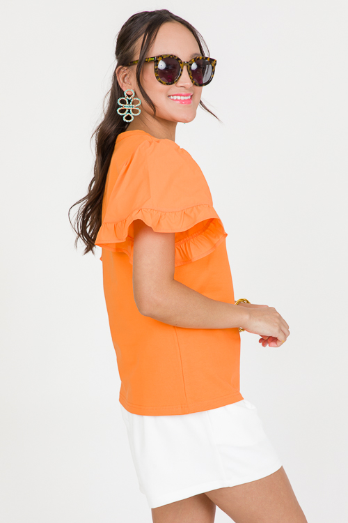 Poplin Sleeve Top, Orange