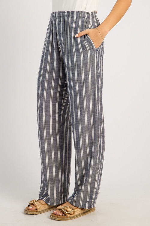 Pull-On Stripe Pants, Navy White