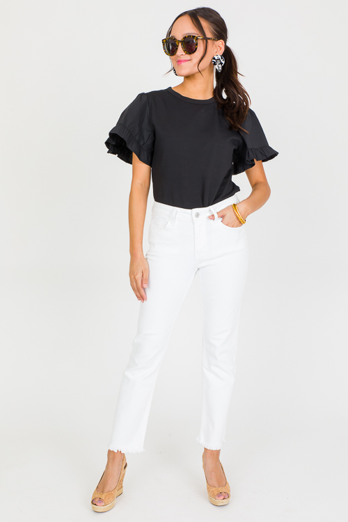 Poplin Sleeve Top, Black