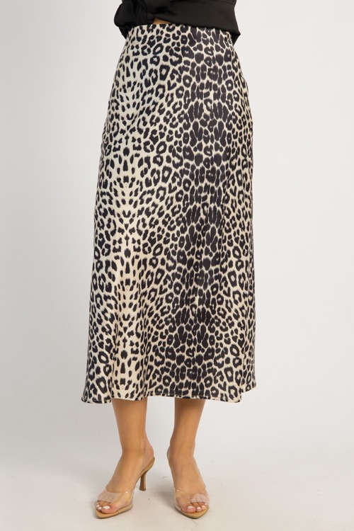 Clara Leopard Maxi Skirt, Taupe