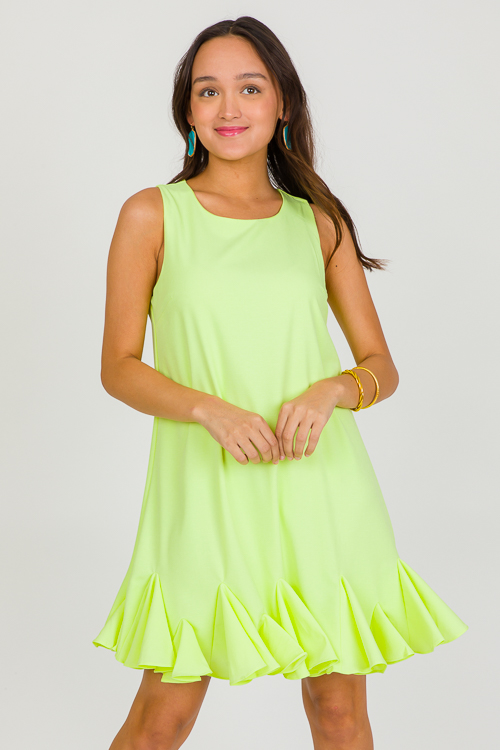Flounce Hem Dress, Lime