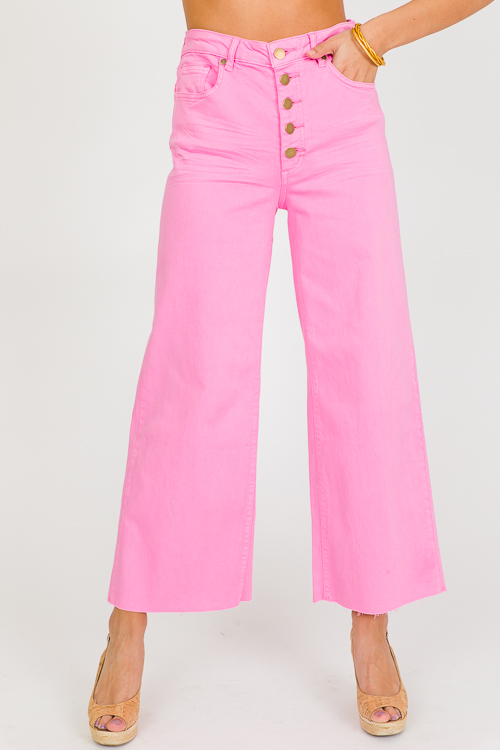 Jen Button Fly Jeans, Pink - New Arrivals - The Blue Door Boutique