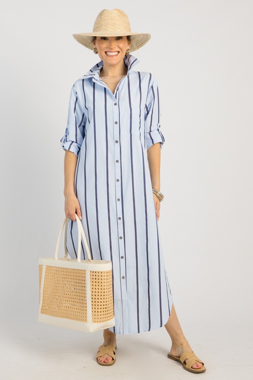 Darcy Shirt Dress, Blue Stripe