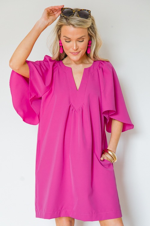 Flutter Sleeve Dress, Pink - 0516-124h.jpg