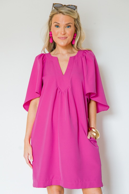 Flutter Sleeve Dress, Pink - 0516-127.jpg