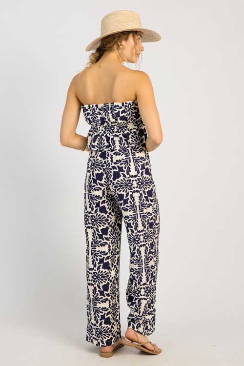Printed Strapless Jumpsuit, Navy - 0516-23.jpg