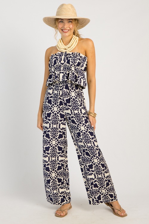 Printed Strapless Jumpsuit, Navy - 0516-26.jpg