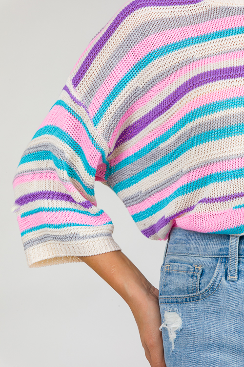 Spring Stripes Sweater, Pink/Aqua