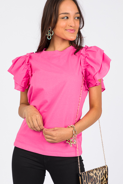 Lola Flutter Tee, Fuchsia