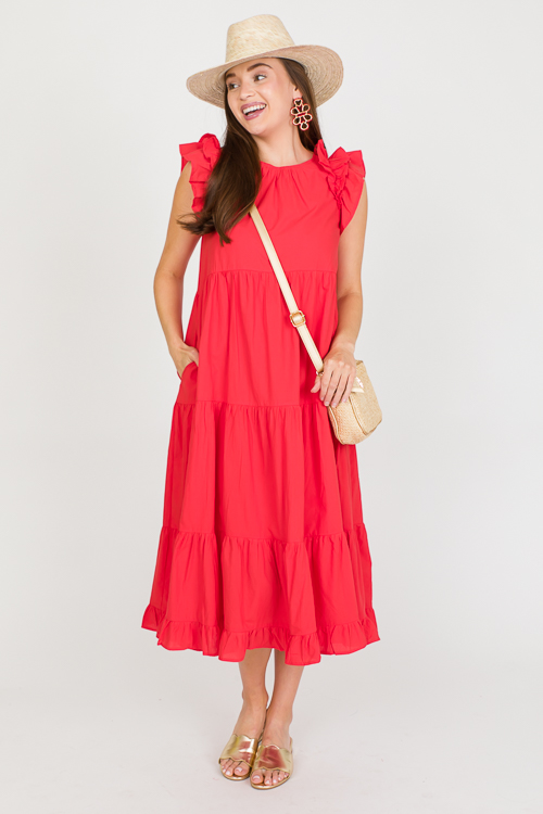 Evie Midi, Coral Red