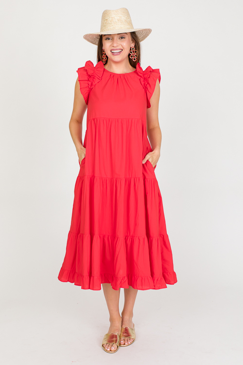 Evie Midi, Coral Red