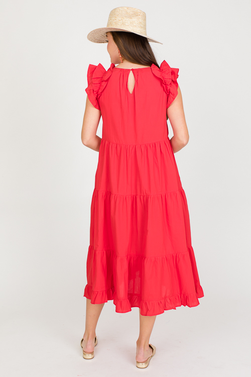 Evie Midi, Coral Red