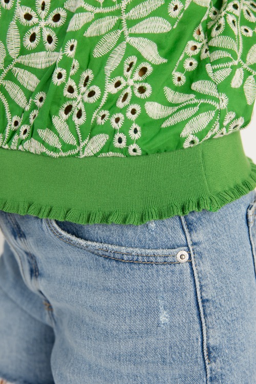 Embroidery Eyelet Banded Top, Green - 0519-127.jpg