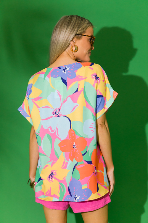 Jenny Floral Blouse, Lime Orang