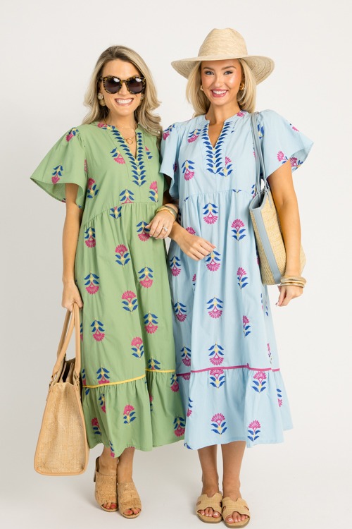 Kellie Embroidery Midi, Peri Blue