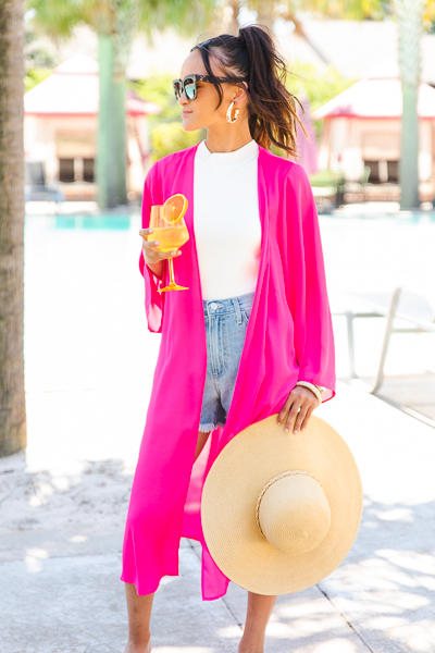 Long Line Kimono, Neon Fuchsia