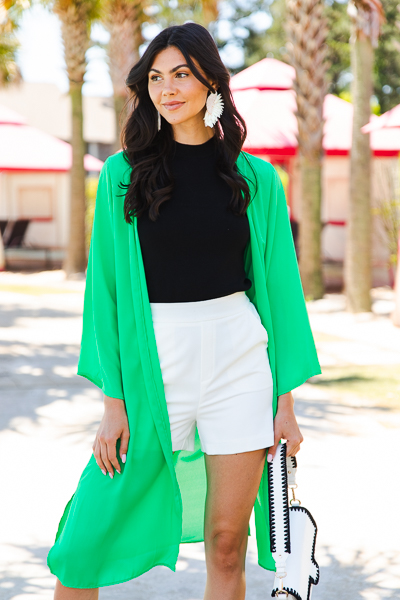 Long Line Kimono, Kelly Green