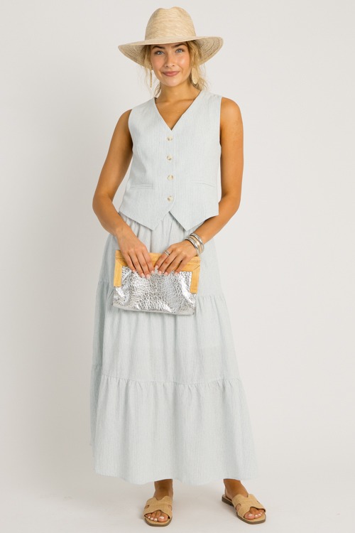 Striped Vest Skirt Set, Baby Blue