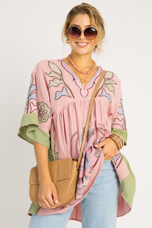 Boho Embroidery Dress, Blush