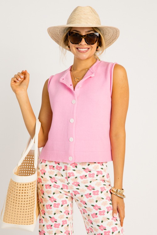 Button Up Sweater Vest, Punch