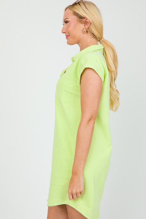 Cuffed Denim Shirt Dress, Lime - 0521-42.jpg