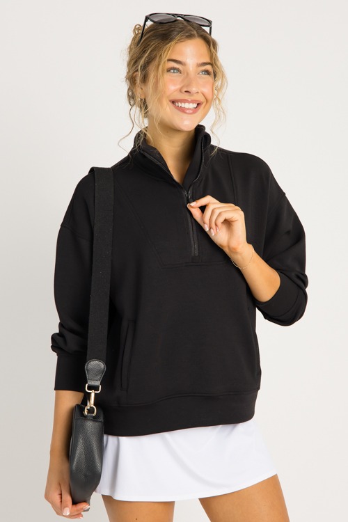 Modal Mock Neck Pullover, Black