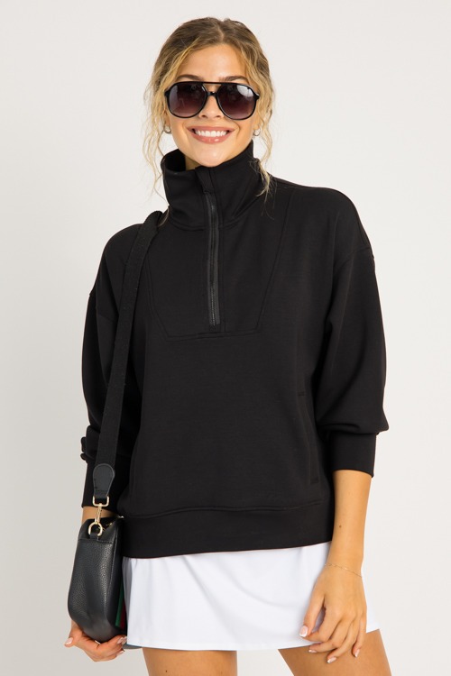 Modal Mock Neck Pullover, Black