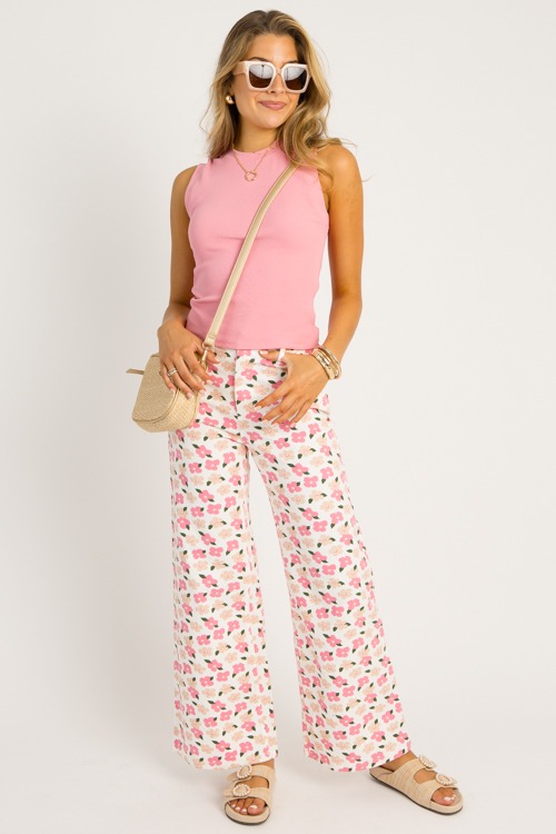 Floral Print Jeans, Pink - 0521-9p.jpg