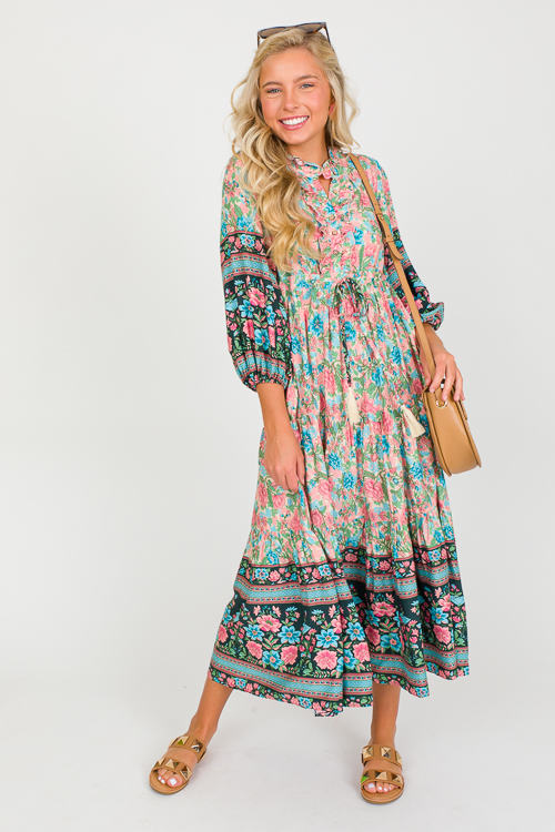 Lily Printed Maxi, Sage Mauve