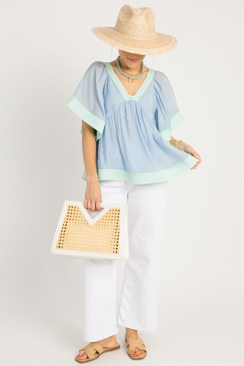 Colorblock Babydoll Top, Blue/Mint - 0522-26p.jpg