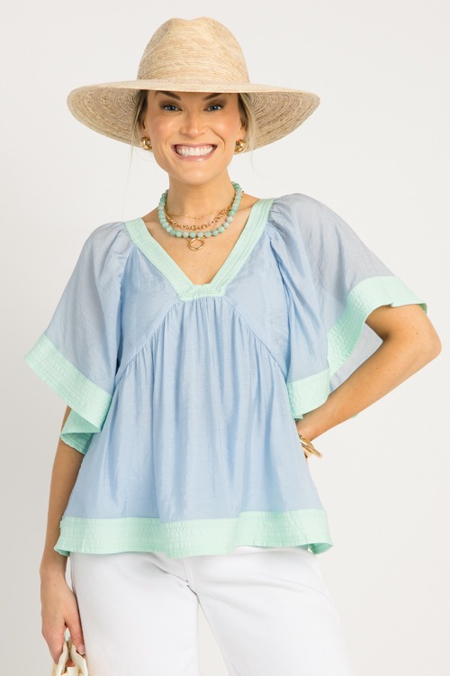 Colorblock Babydoll Top, Blue/Mint - 0522-28.jpg