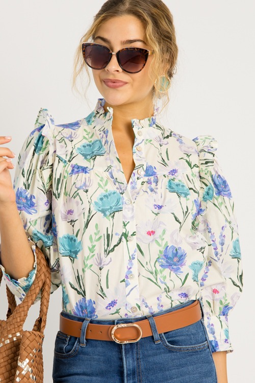 Painted Floral Button Top, Blue - 0522-52p.jpg