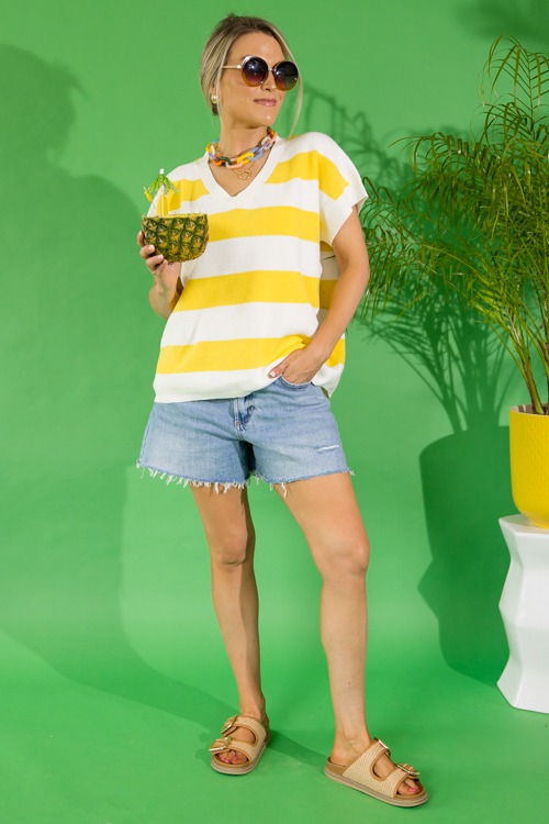 Stripe V-Neck Sweater, Yellow - 0523-193.jpg