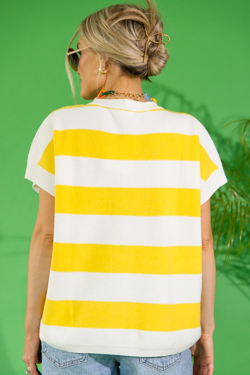 Stripe V-Neck Sweater, Yellow - 0523-197.jpg