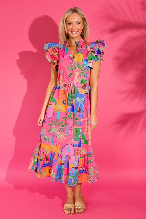 Amalfi Breeze Midi, Fuchsia