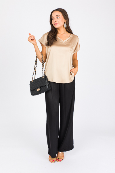 Satin Pocket Blouse, Champagne