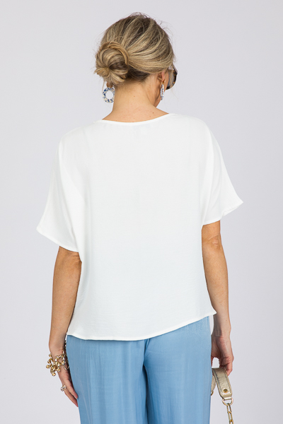 Solid Cowl Neck Blouse, Off White