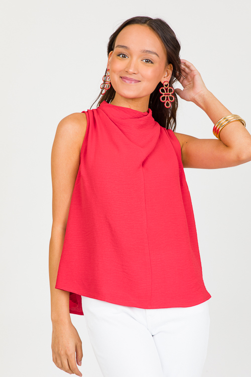 Lena Cowl Neck Blouse, Red