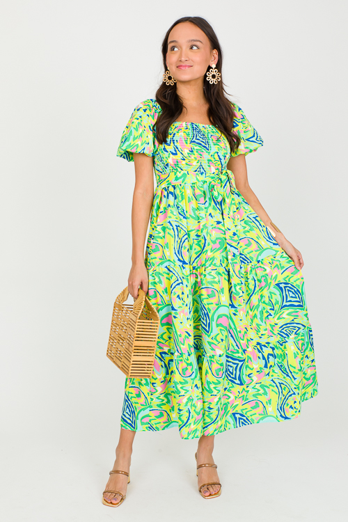 Polly Puff Dress, Green