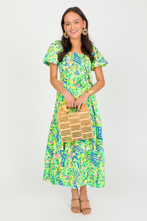 Polly Puff Dress, Green