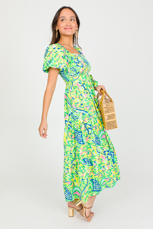 Polly Puff Dress, Green