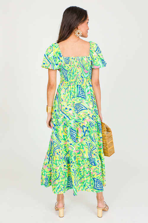 Polly Puff Dress, Green