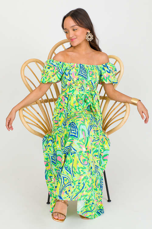 Polly Puff Dress, Green