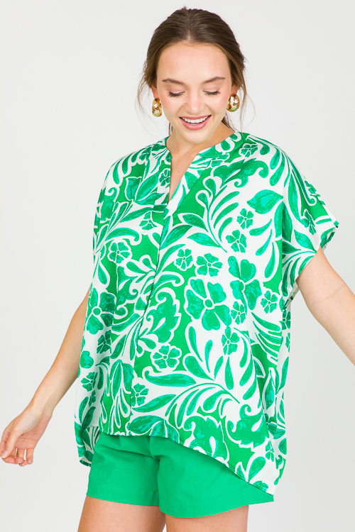 Mosaic Boxy Blouse, Green
