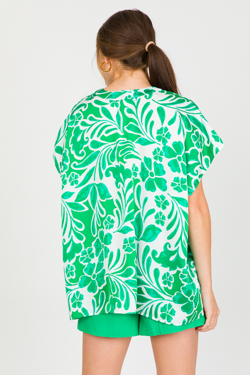 Mosaic Boxy Blouse, Green
