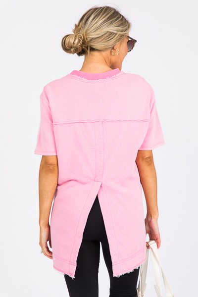 Short Sleeve Terry Tunic, Pink